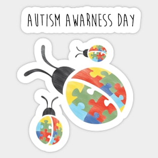 Autism Awareness Day Puzzle Ladybugs Sticker